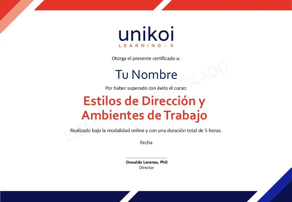 Certificado Unikoi - Estilos de Dirección ejemplo